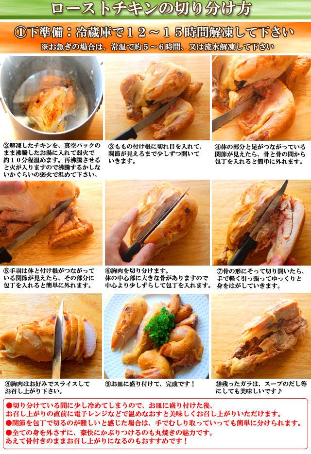 ローストチキンの切り分け方